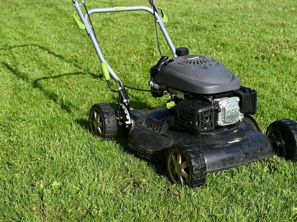 Lawn being mowed