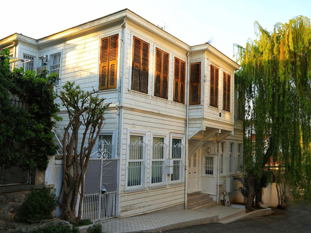 Freshly painted two-story house