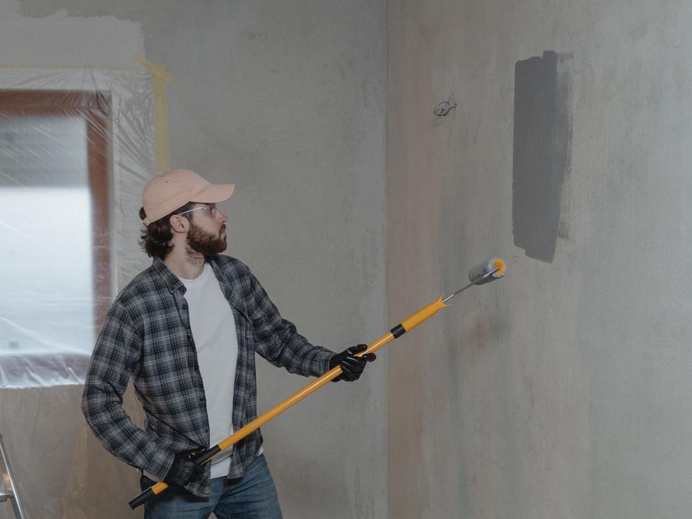 Painter preparing an interior room